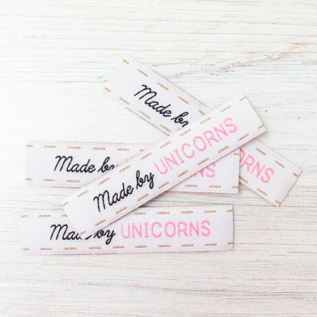 Sew-In Woven Labels - Made By Unicorns Labels - Snuggly Monkey