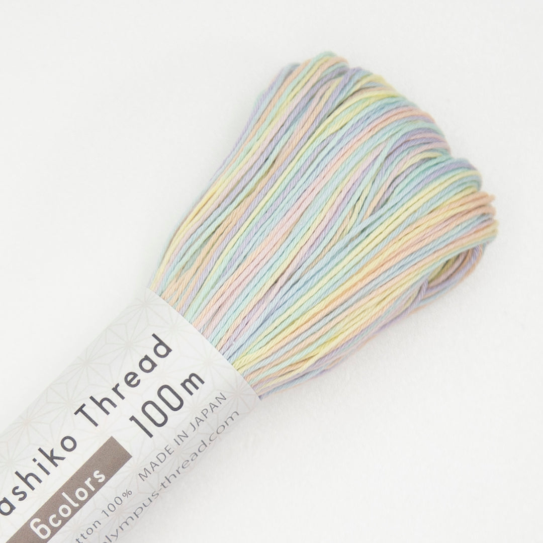 100m Skein Olympus Variegated Sashiko Thread - Pastel Rainbow (#302)
