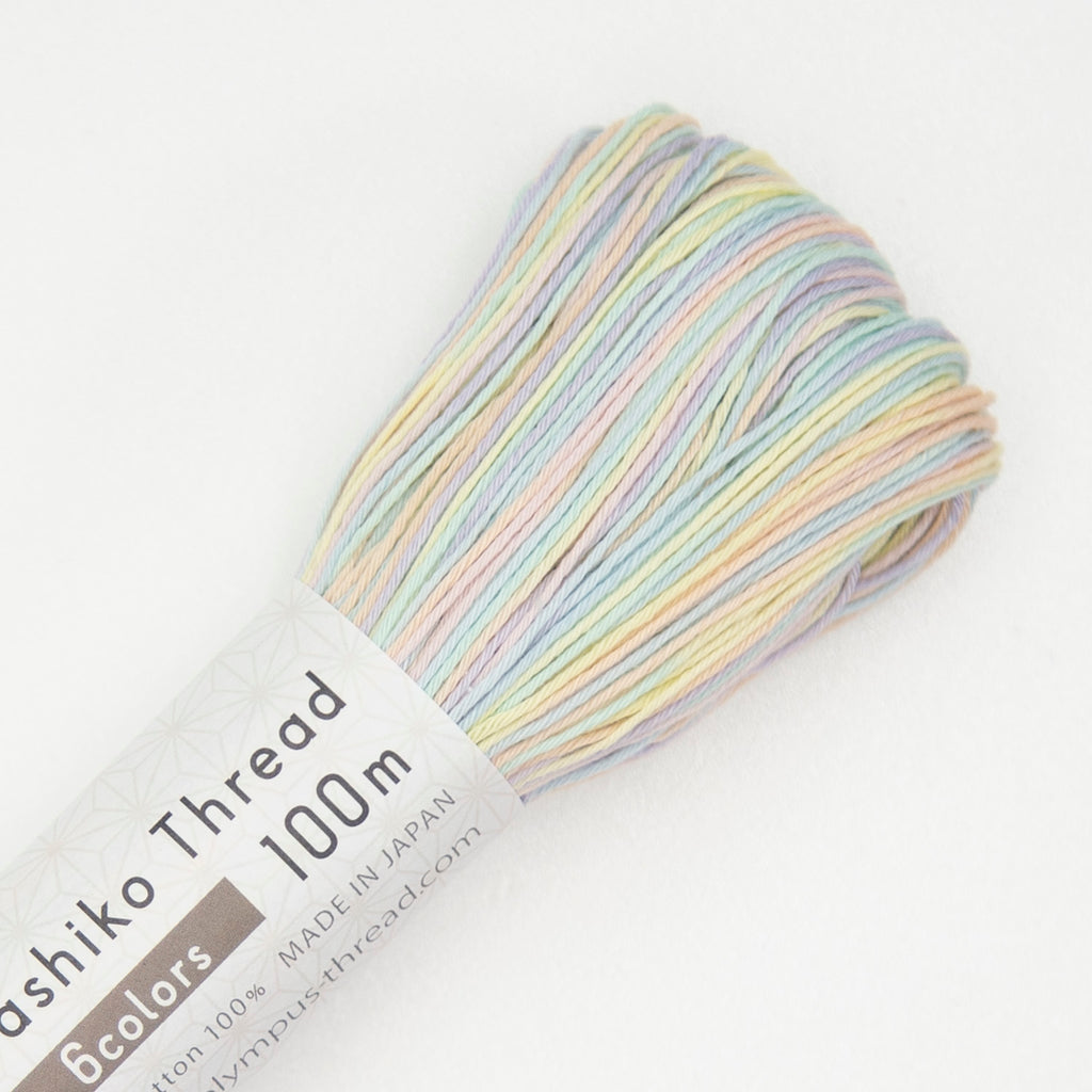 100m Skein Olympus Variegated Sashiko Thread - Pastel Rainbow