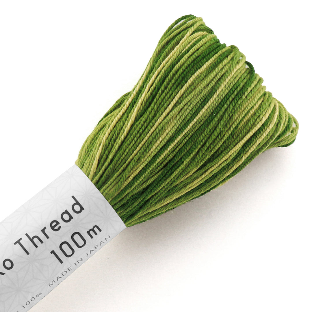 100m Variegated Olympus Sashiko Thread - Green (#155)