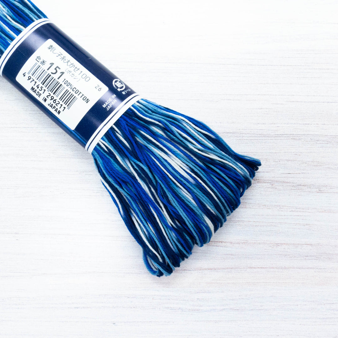 100m Skein Olympus Sashiko Thread - Variegated Blue (#151)