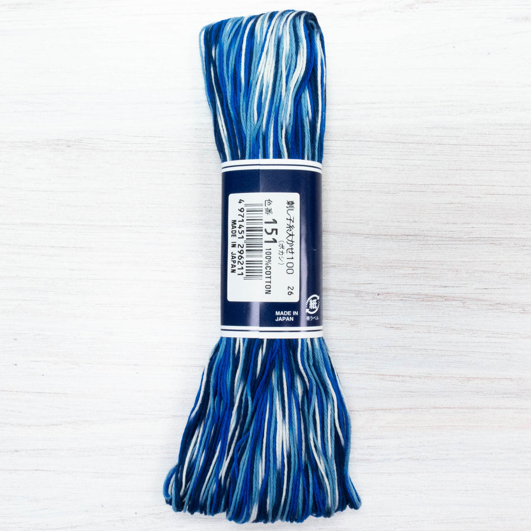 100m Skein Olympus Sashiko Thread - Variegated Blue (#151)