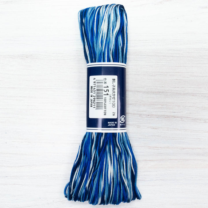 100m Skein Olympus Sashiko Thread - Variegated Blue (#151)