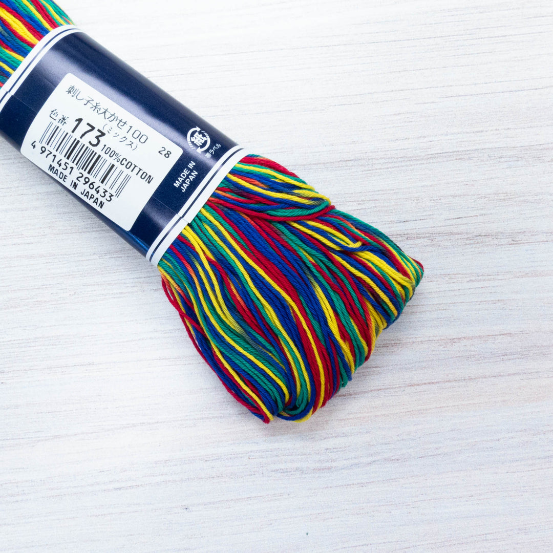 100m Skein Olympus Sashiko Thread - Variegated Primary (#173)