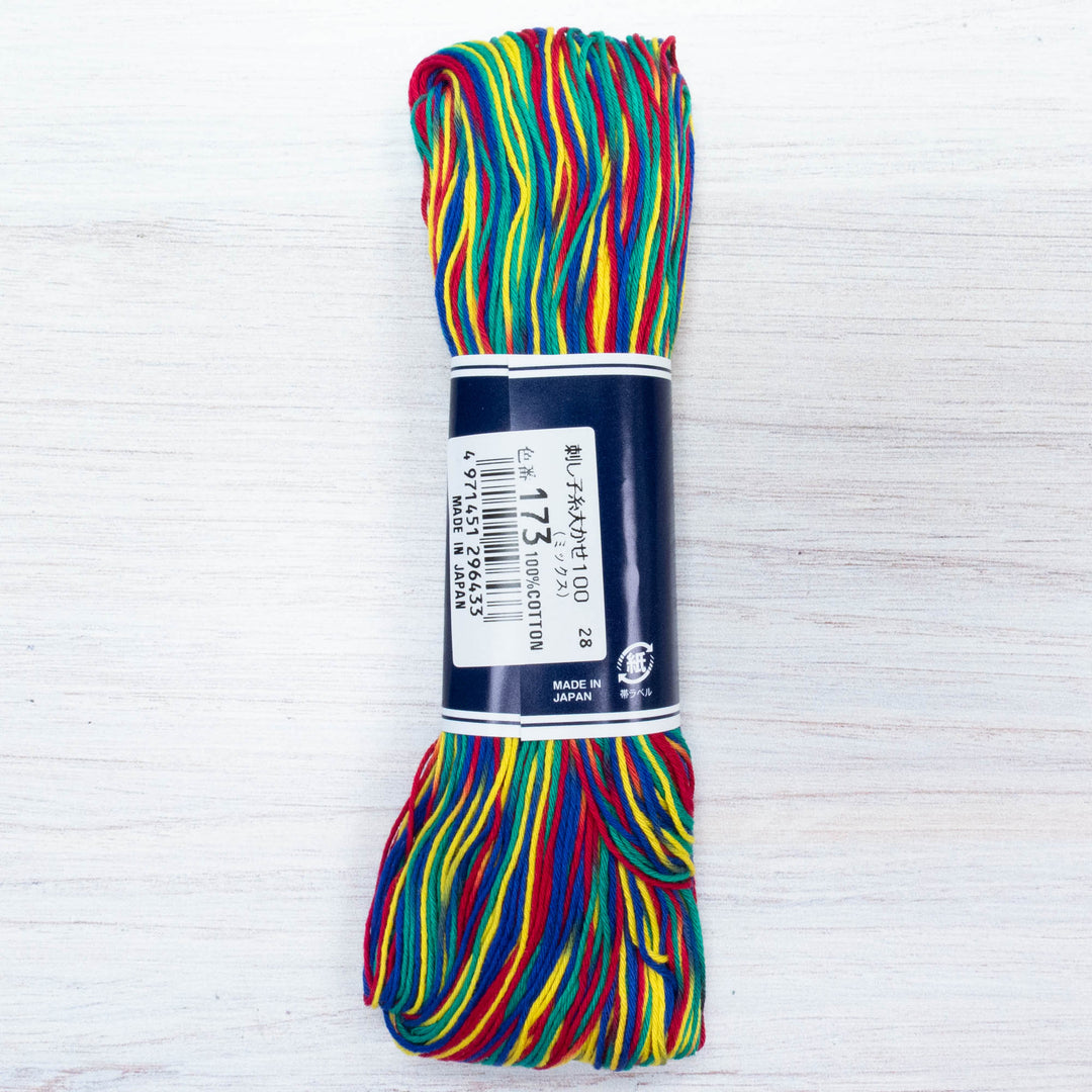 100m Skein Olympus Sashiko Thread - Variegated Primary (#173)