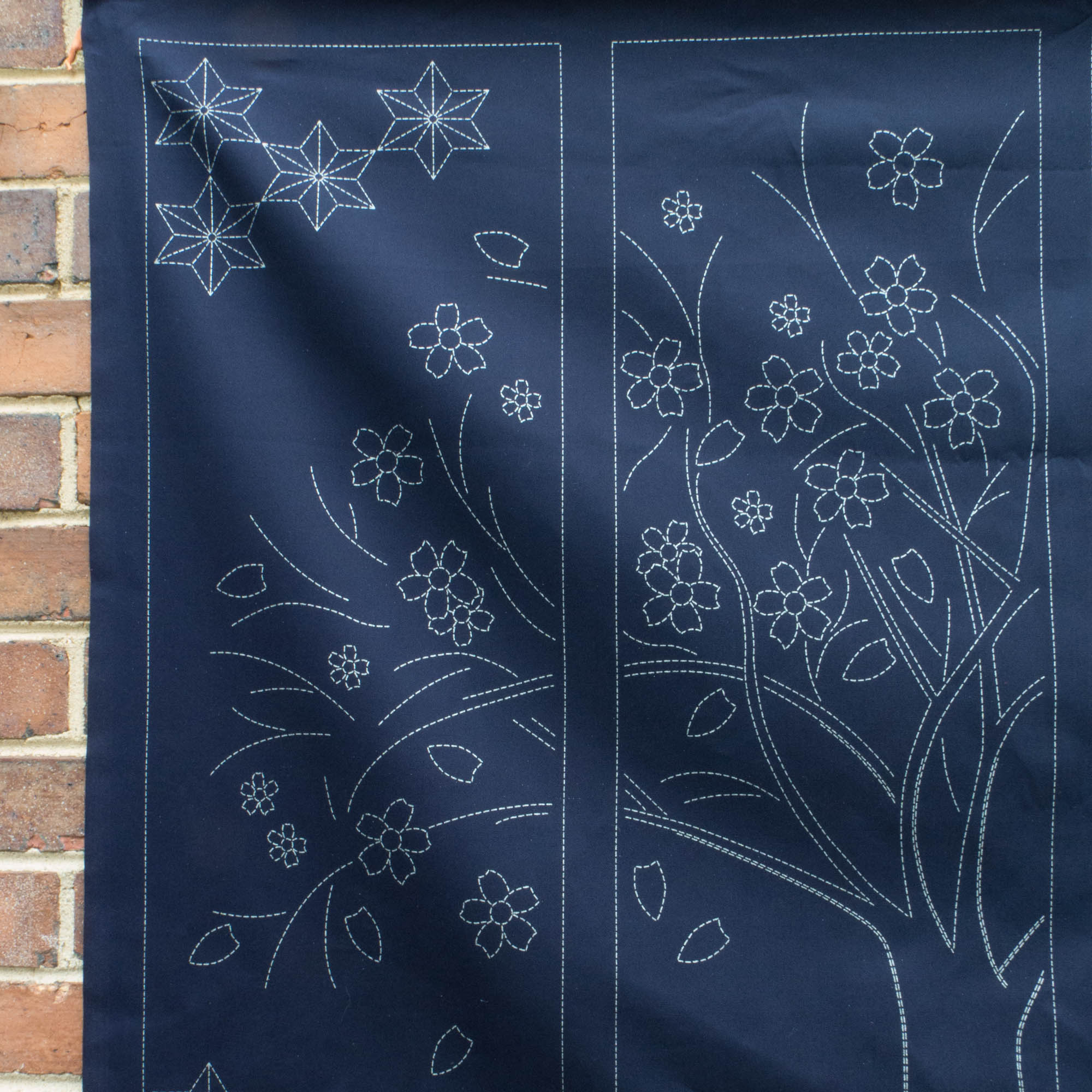 Large Sashiko Sampler - 4 Panel Cherry Blossom Tree – Snuggly Monkey