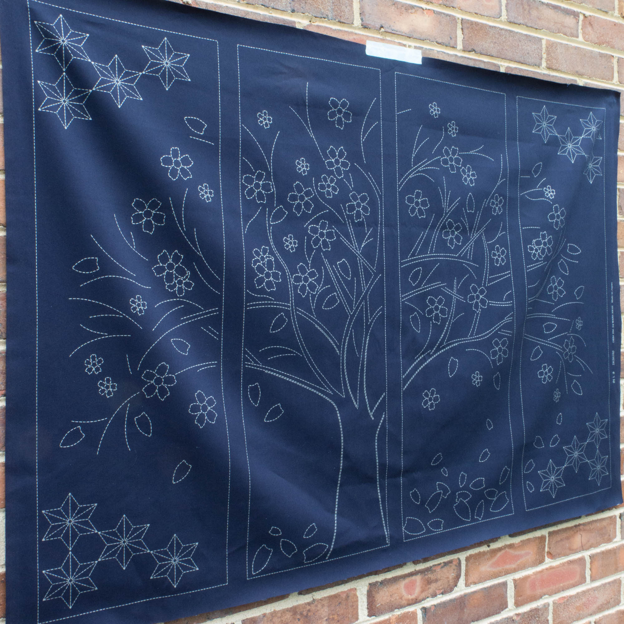 Large Sashiko Sampler - 4 Panel Cherry Blossom Tree – Snuggly Monkey