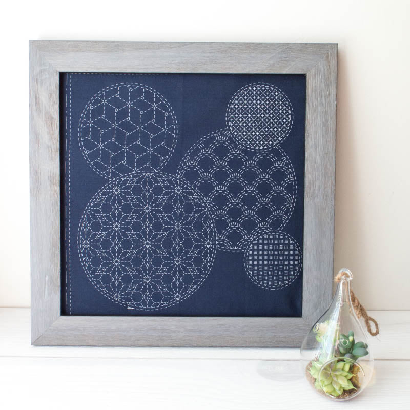 Mixed Pattern Sashiko Embroidery Sampler (Navy) Sashiko - Snuggly Monkey