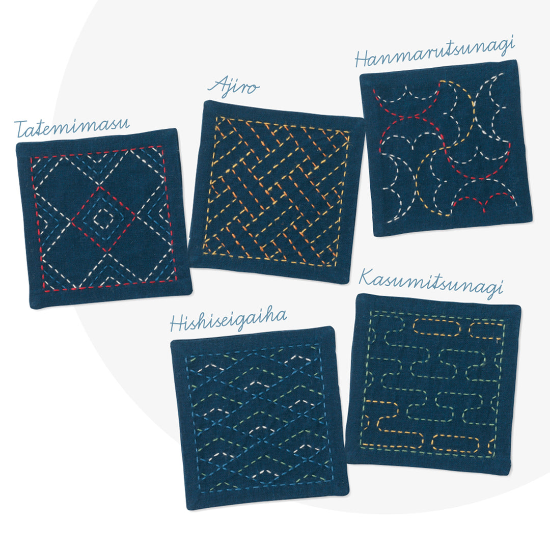 Spring Sashiko Coaster Kit - Navy (428)