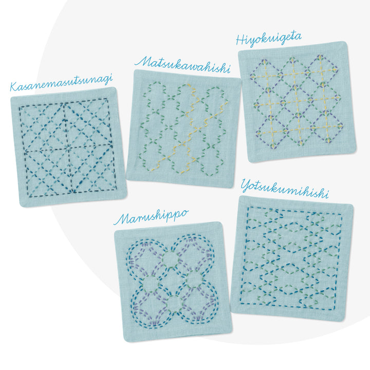 Spring Sashiko Coaster Kit - Light Blue (427)