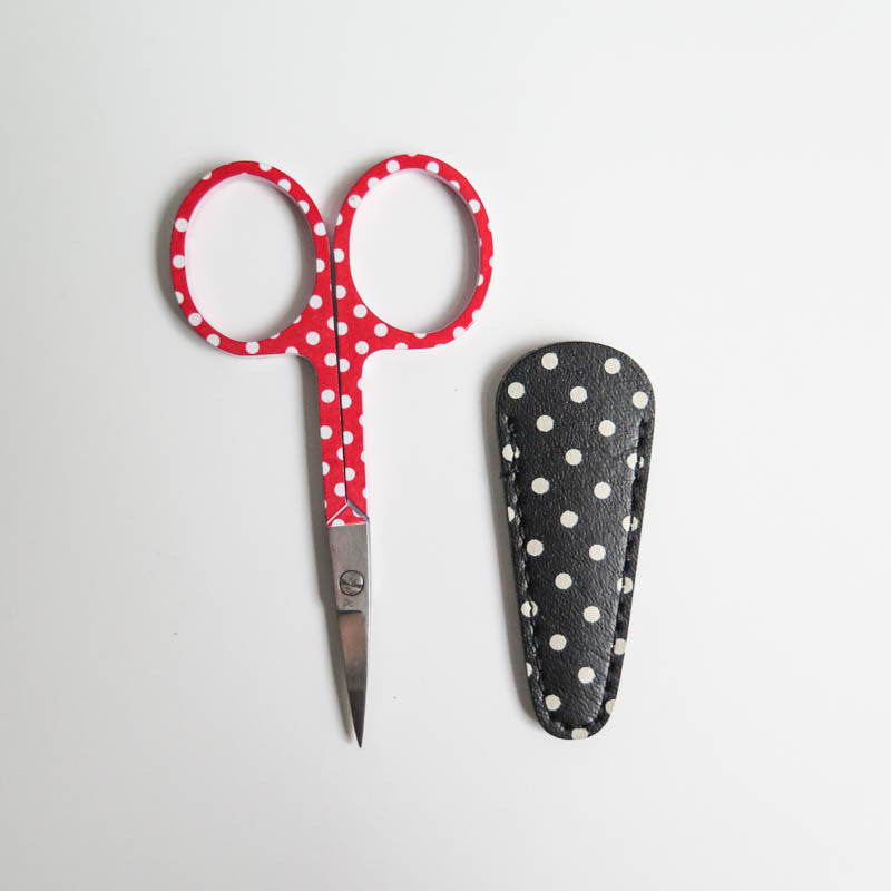 Polka Dot Embroidery Scissor Case Scissors - Snuggly Monkey