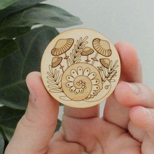 Forest Snail Wooden Needle Minder