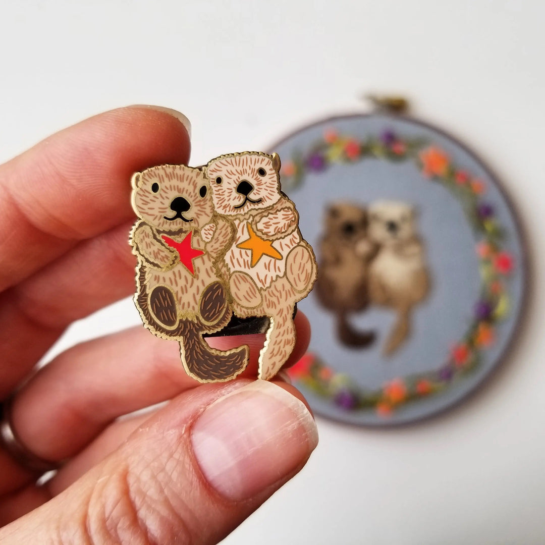 Sea Otters Enamel Needle Minder