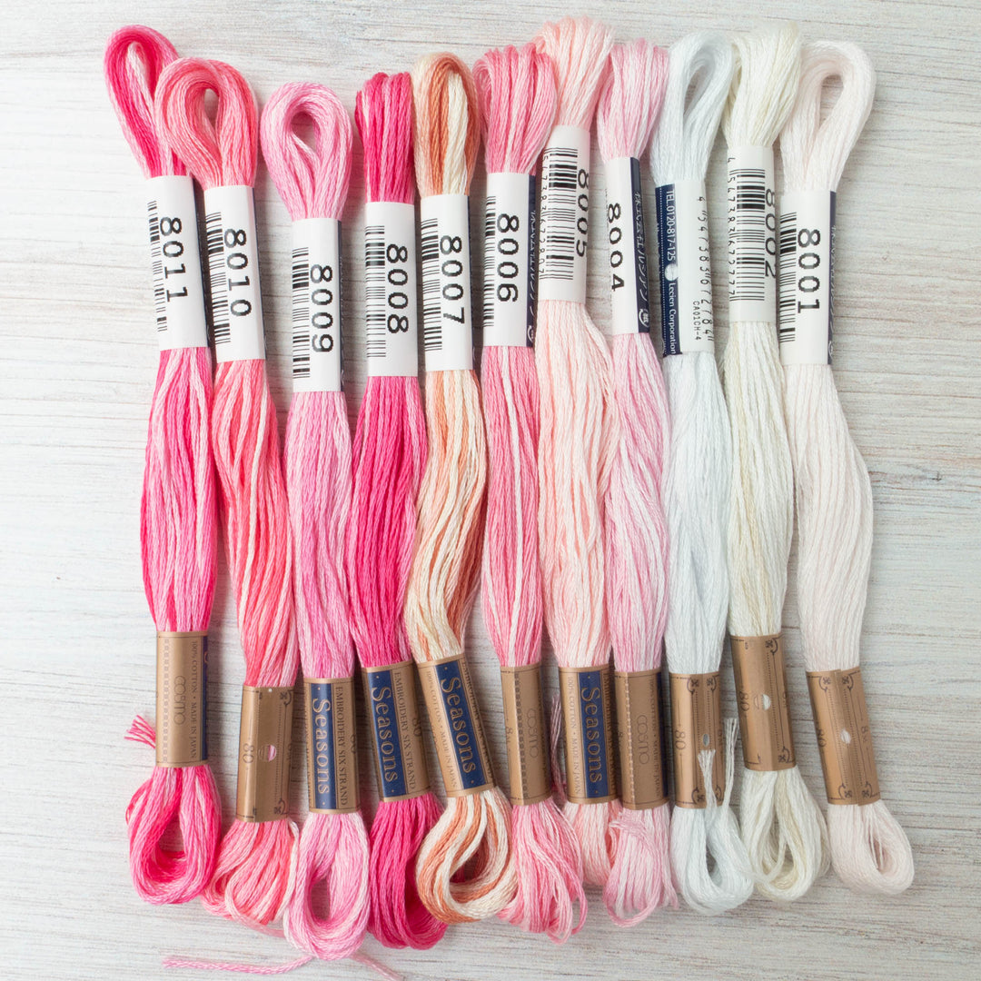 Cosmo Seasons Variegated Embroidery Floss Set - 8000s Pink and Greens –  Snuggly Monkey