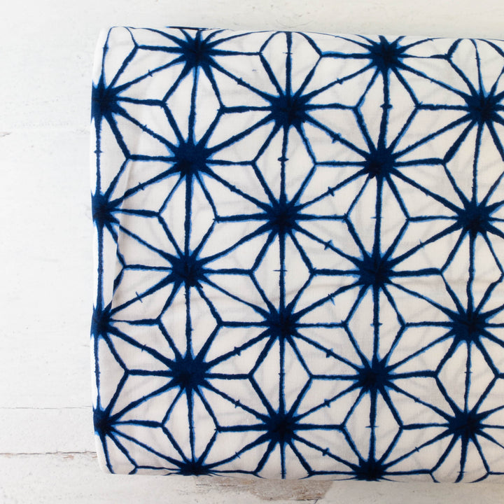 Shibori Blues Cotton Fabric - Asa No Ha Navy on White (SB57D41)