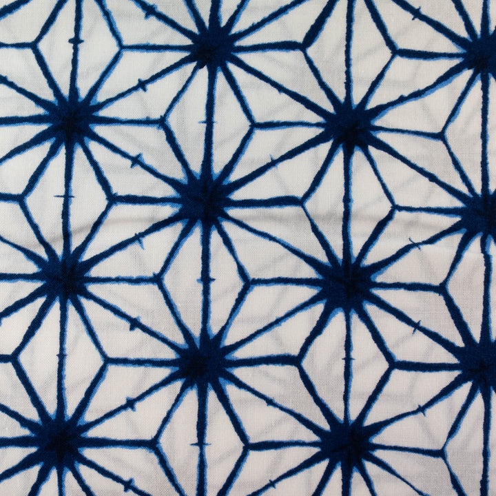 Shibori Blues Cotton Fabric - Asa No Ha Navy on White