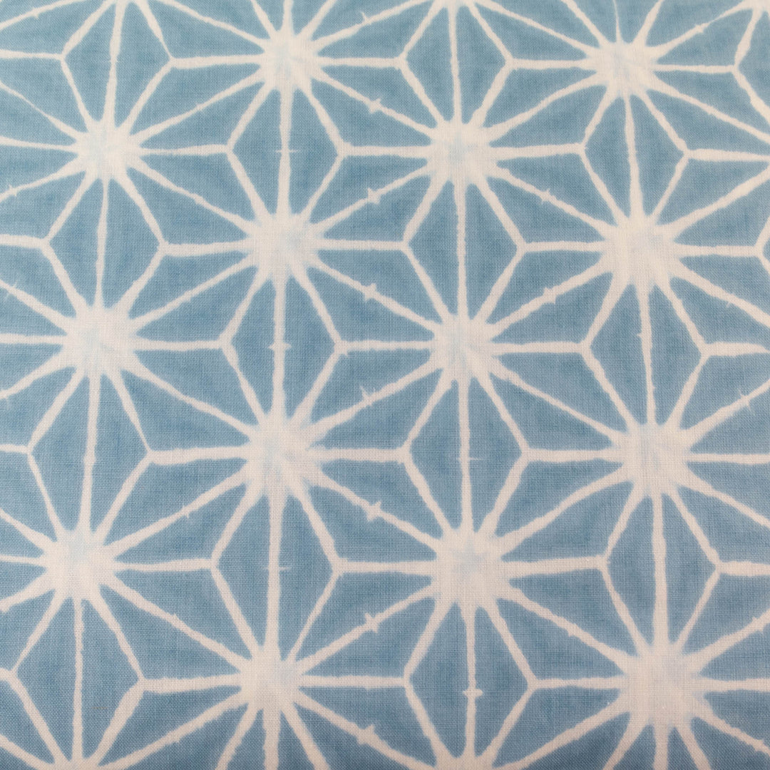 Shibori Blues Cotton Fabric - Asa No Ha White on Light Blue