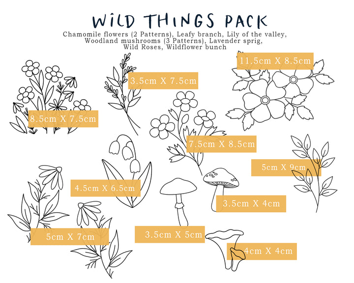 Stick & Stitch Embroidery Pattern Pack - Wild Things