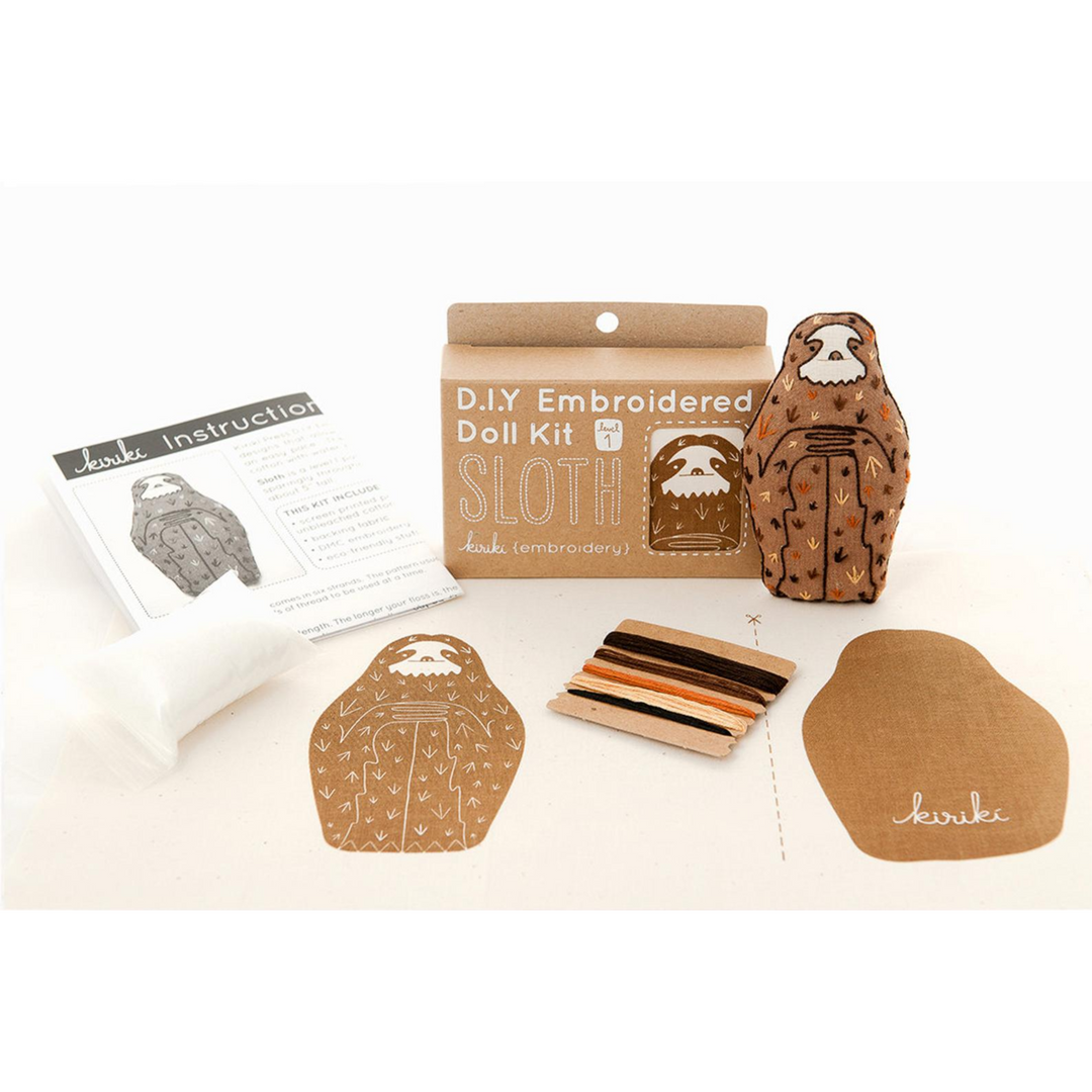 Sloth Plushie Embroidery Kit by Kiriki Press Embroidery Kit - Snuggly Monkey