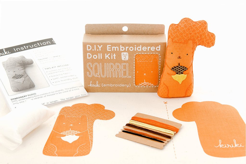 Squirrel Plushie Embroidery Kit