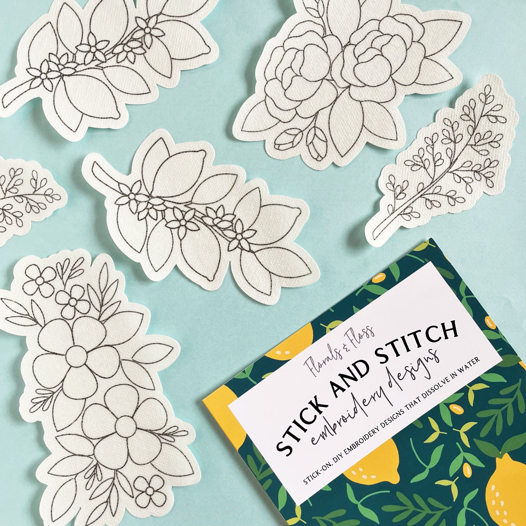 Peel, Stick, and Stitch Hand Embroidery Pattern - Florals - Stitched Modern