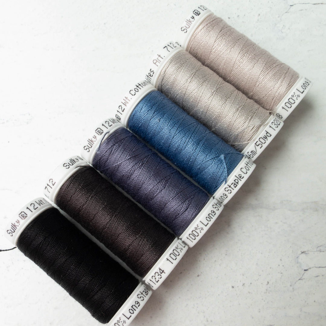 Sulky 12 wt Cotton Petites Thread - Black/Gray Palette