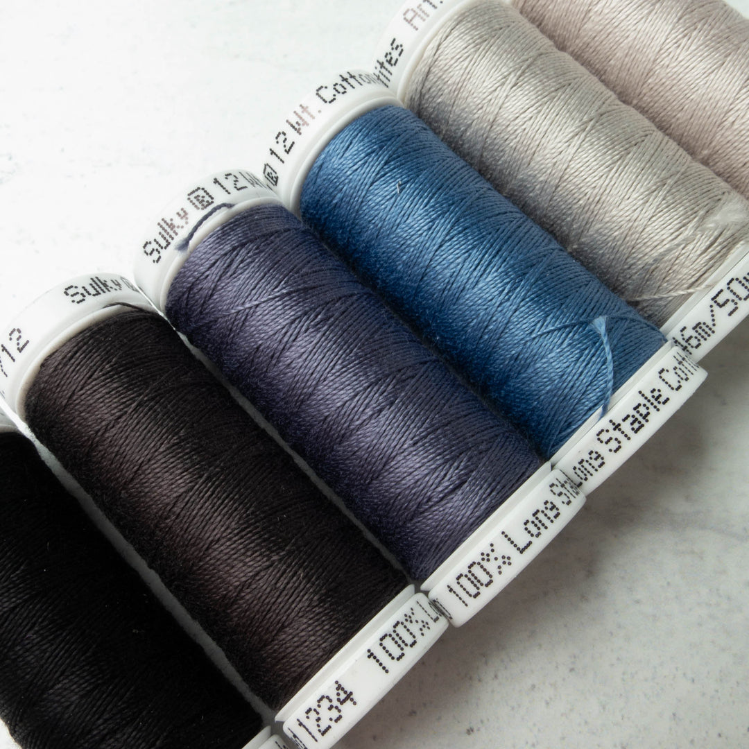 Sulky 12 wt Cotton Petites Thread - Black/Gray Palette