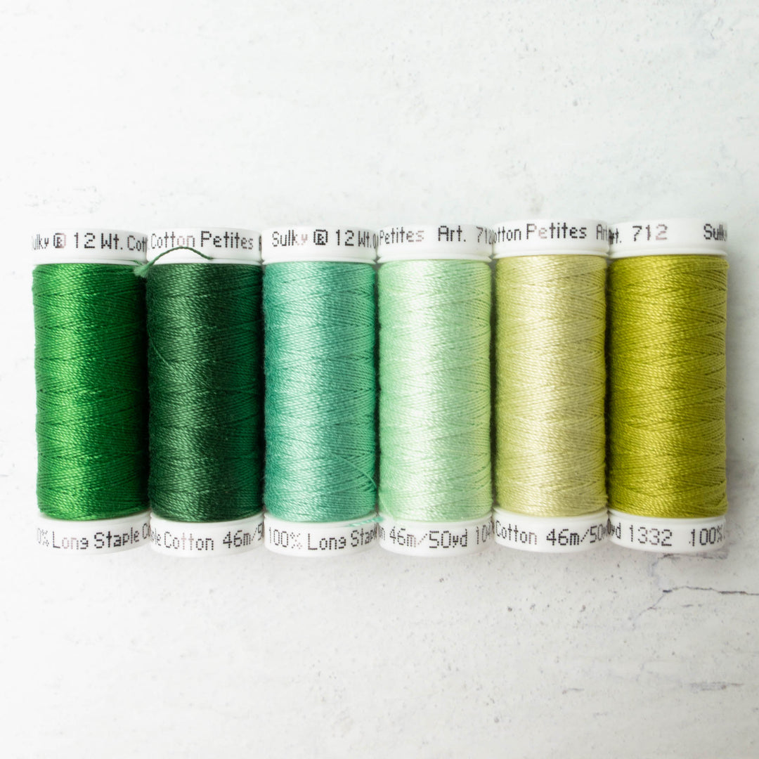 Sulky 12 wt Cotton Petites Thread - Greens Palette