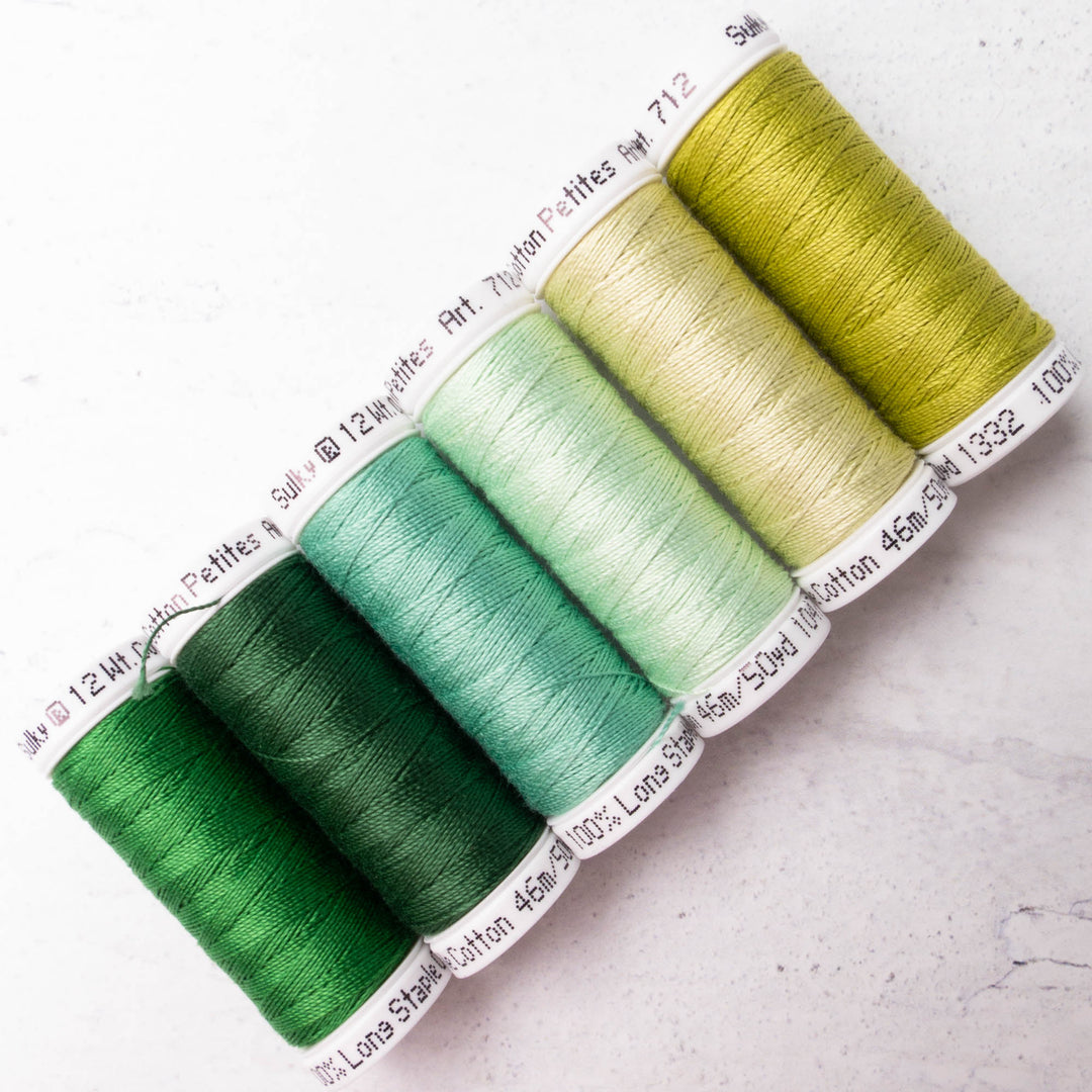 Sulky 12 wt Cotton Petites Thread - Greens Palette