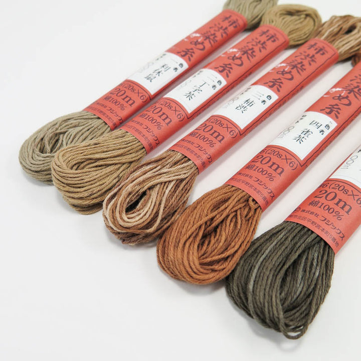 Hand Dyed Thread Set - Fujix Persimmon Tannin Dyed Flosses Floss - Snuggly Monkey