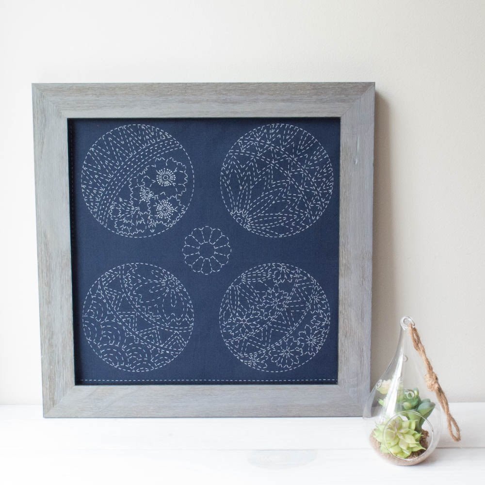 Temari Sashiko Embroidery Sampler (Navy) Sashiko - Snuggly Monkey