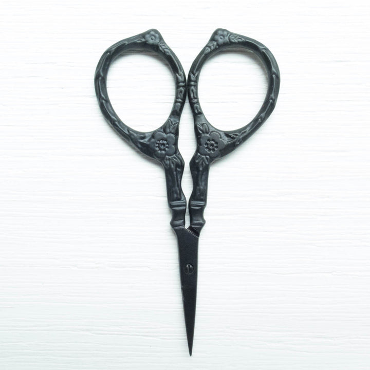 Black Matte Tudor Rose Embroidery Scissors Scissors - Snuggly Monkey