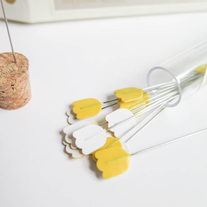 Tulip Flower Head Pins by Hiroshima Needles - YELLOW Needles - Snuggly Monkey