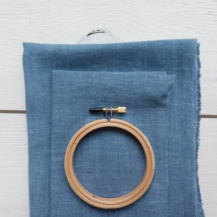 Weeks Dye Works Hand Dyed Linen - Denim 32 ct Fabric - Snuggly Monkey