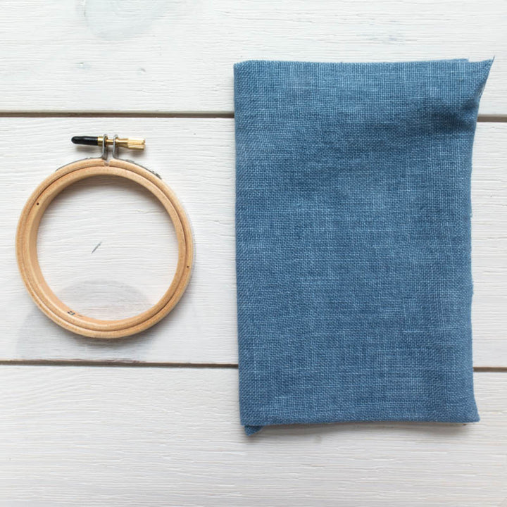 Weeks Dye Works Hand Dyed Linen - Denim 32 ct Fabric - Snuggly Monkey