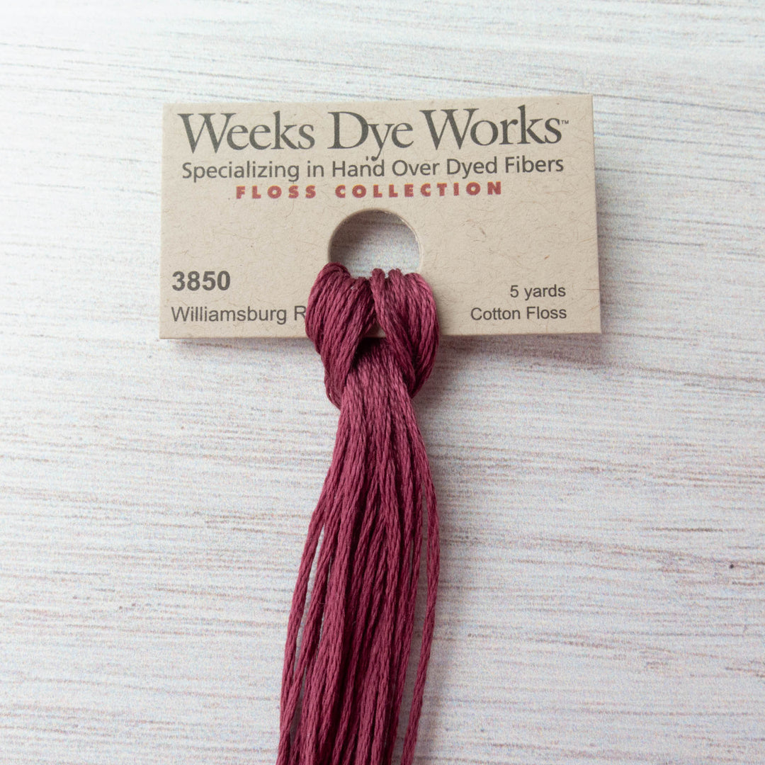 Weeks Dye Works Hand Over Dyed Embroidery Floss - Williamsburg Red (3850) Floss - Snuggly Monkey