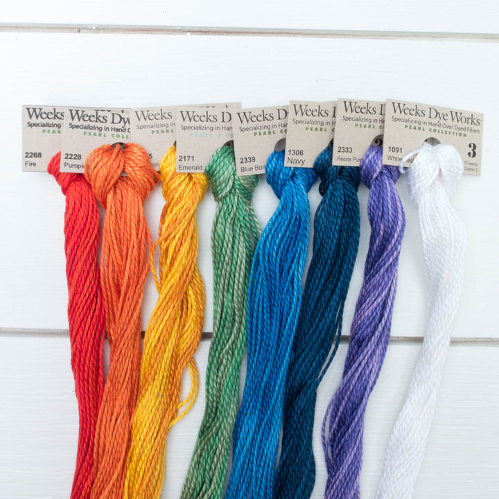 Perle Cotton Thread Set - Weeks Dye Works Size 3 Rainbow Perle Cotton - Snuggly Monkey