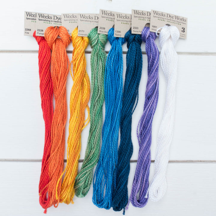 Perle Cotton Thread Set - Weeks Dye Works Size 3 Rainbow Perle Cotton - Snuggly Monkey