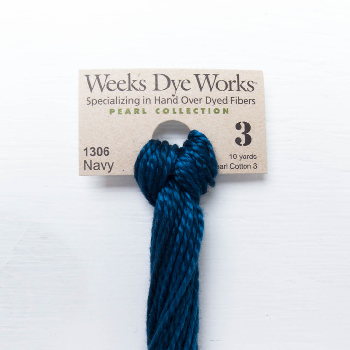 Size 3 Perle Cotton Thread - Weeks Dye Works Navy (1306) Perle Cotton - Snuggly Monkey