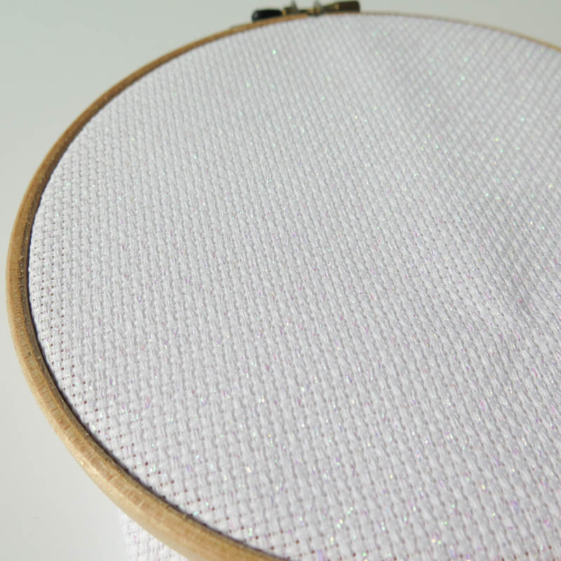 Aida Cross Stitch Fabric - Metallic White (14 ct) Fabric - Snuggly Monkey