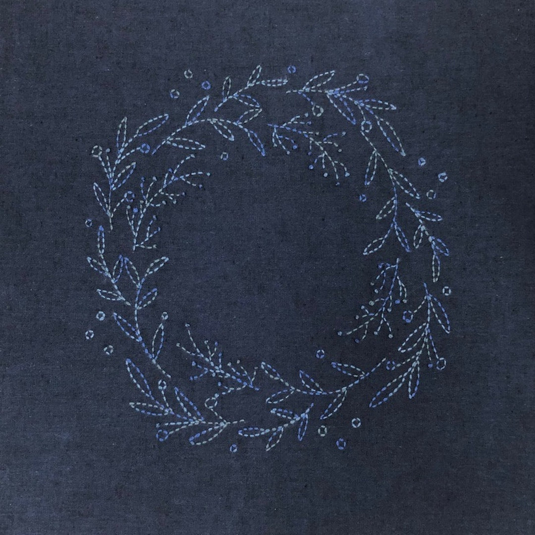 Wreath Pre-Stenciled Sashiko Sampler