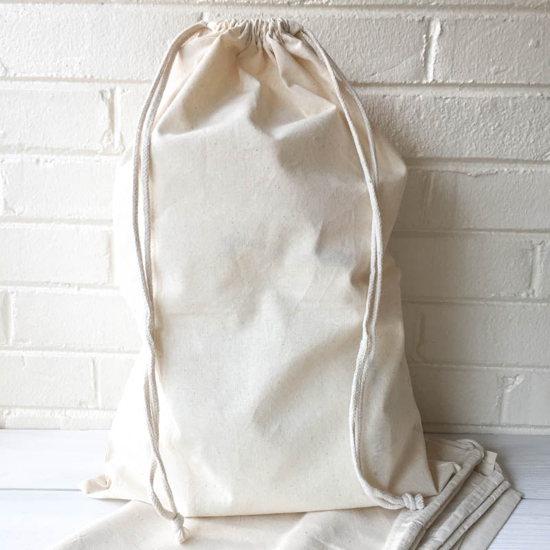 Extra Large Cotton Drawstring Bags available from Keepsake Creative