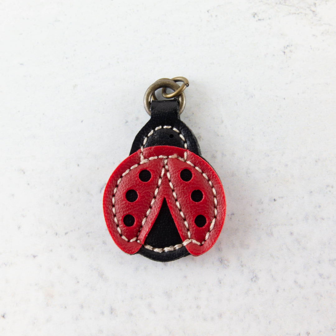 Synthetic Leather Zipper Pull - Lady Bug