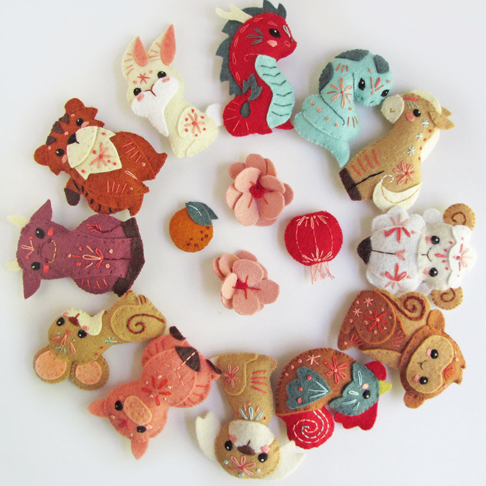 Chinese Zodiac Felt Animals PDF Pattern – Snuggly Monkey