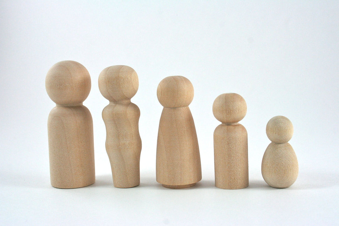 35 Wooden Figurine Family Set Peg Dolls - Snuggly Monkey