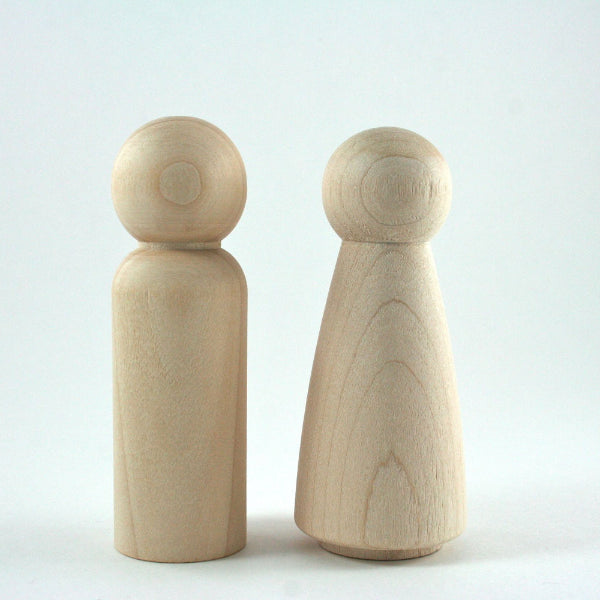Tall Peg Dolls for Wedding Cake Topper or Waldorf Wooden Figurine Unfinished Wood - Snuggly Monkey