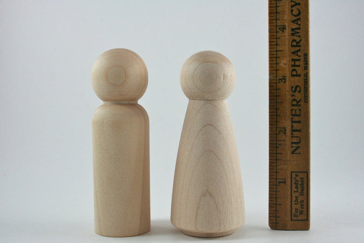 Tall Peg Dolls for Wedding Cake Topper or Waldorf Wooden Figurine Unfinished Wood - Snuggly Monkey