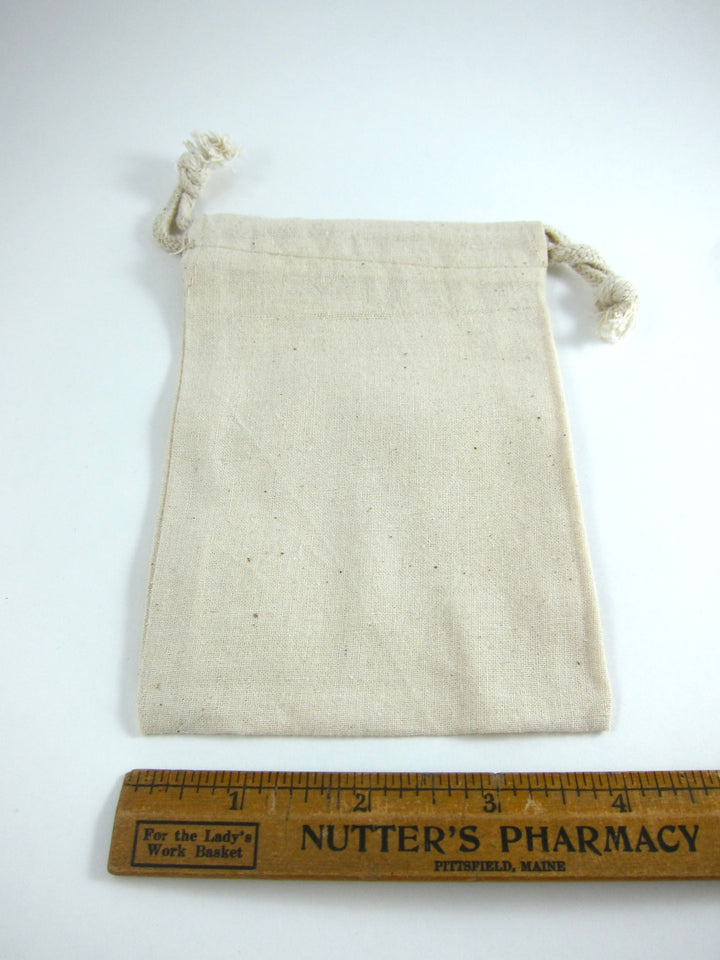 Cotton Muslin Pouches | Medium Drawstring Cotton Bags (4"x 6") Bags - Snuggly Monkey