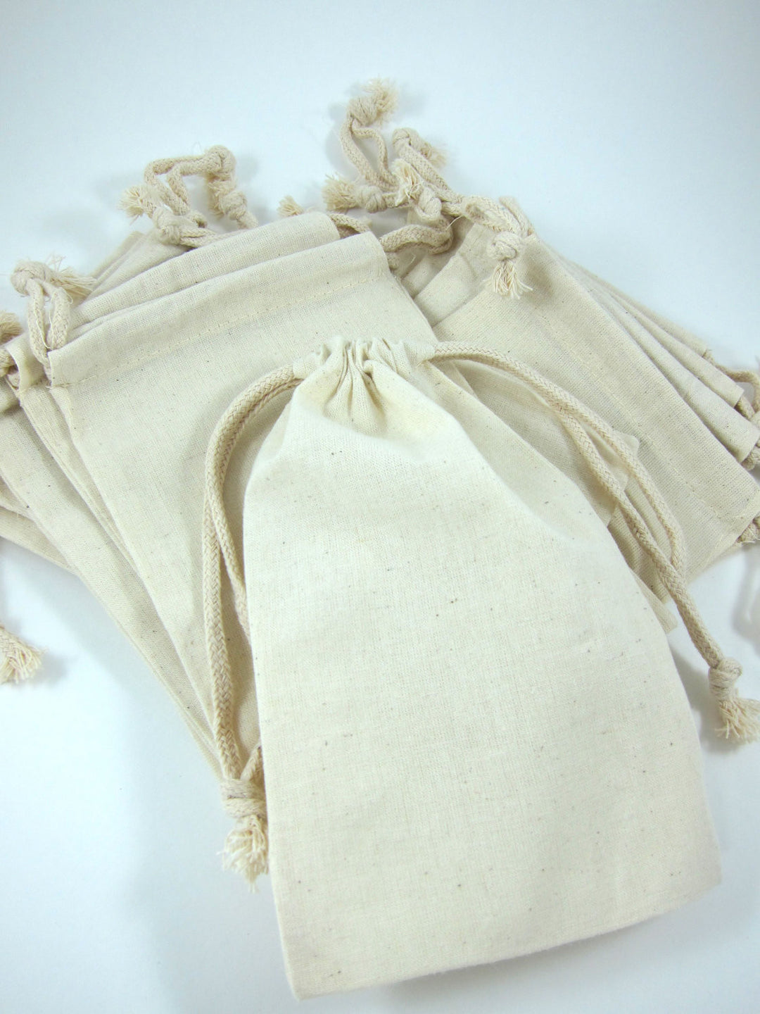 Large Cotton Muslin Bags - 5 by 8 inch Drawstring Cotton Pouches Bags - Snuggly Monkey