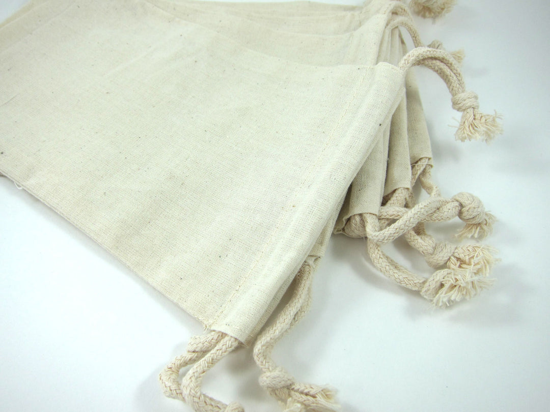 Large Cotton Muslin Bags - 5 by 8 inch Drawstring Cotton Pouches Bags - Snuggly Monkey